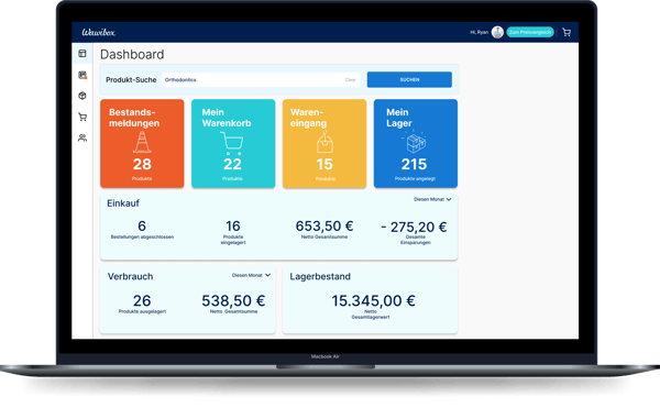 Ansicht Wawibox Pro Dashboard mit Statistik