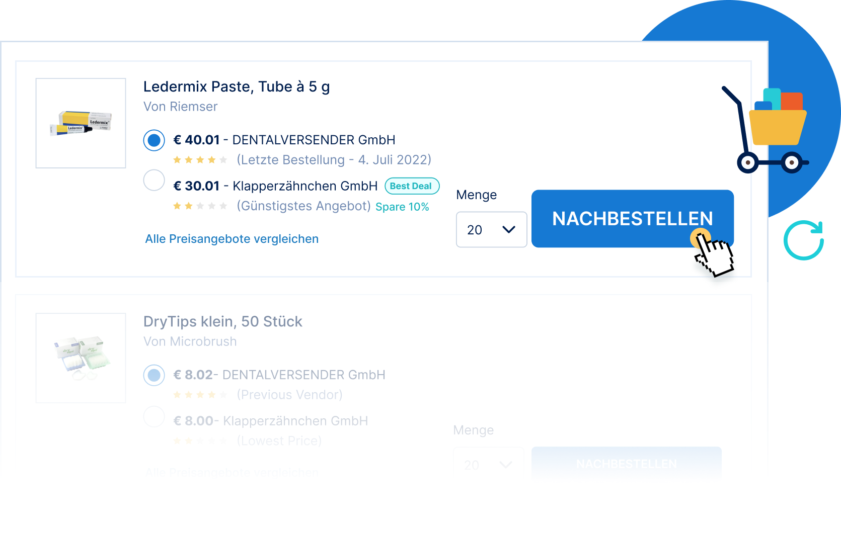 Nachbestellen-Option bei Wawibox